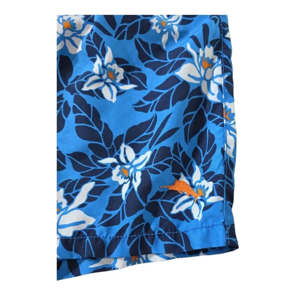 Tommy Bahama Relax Mens XXL Swim Trunks Blue Floral Board Shorts Cargo Pocket EC
